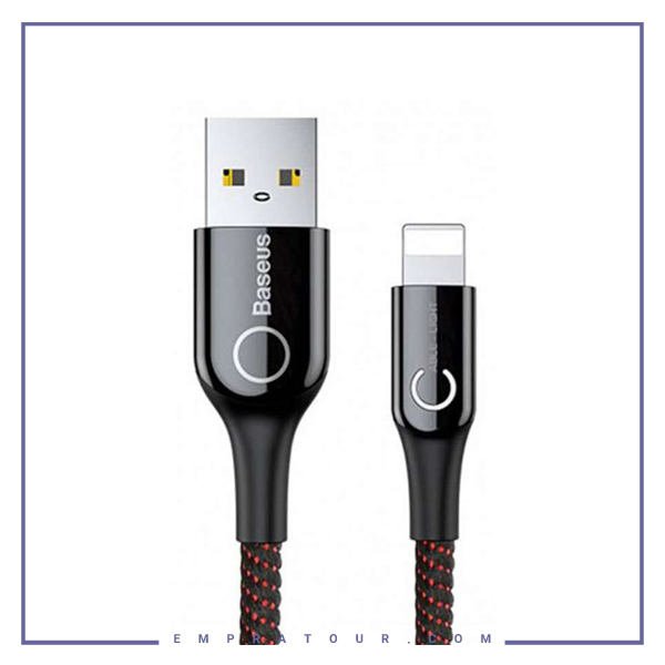 کابل لایتنینگ قطع کن دار بیسوس 1متر Baseus C-Shaped Light Intelligent CALCD-01