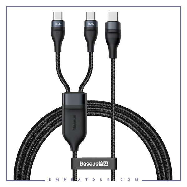 کابل دو سر تایپ سی به تایپ سی فست شارژ 1.5 متر Baseus Flash One-for-Two CA1T2-C01