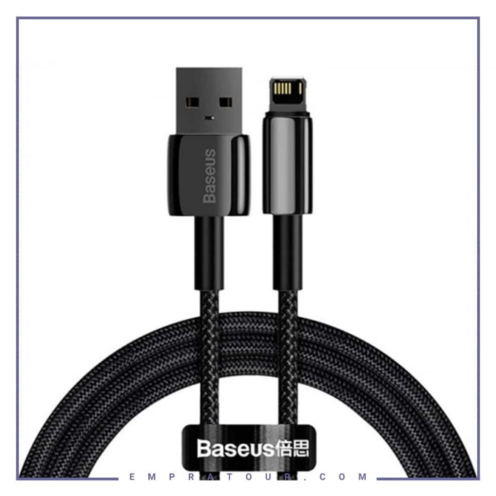 کابل لایتنینگ بیسوس 2 متر Baseus Cafule Tungsten Gold iP Data Cable CALWJ-A01