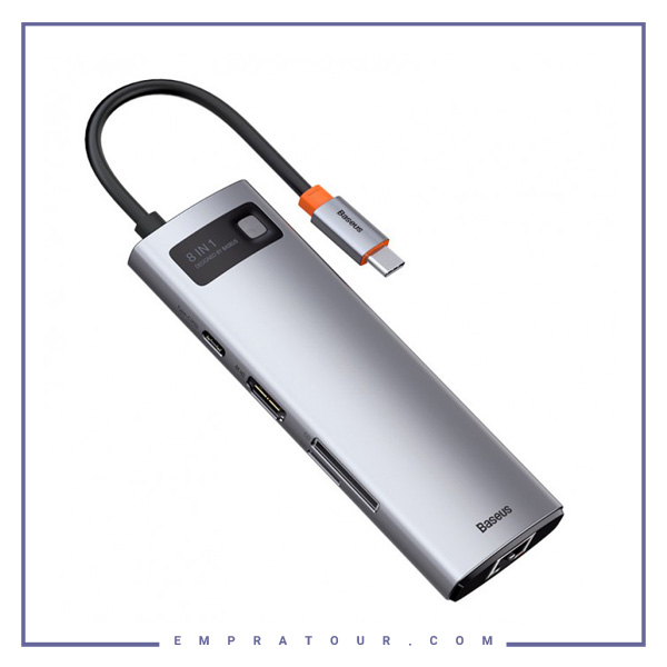 هاب 8 پورت بیسوس Baseus Metal Gleam 8 in 1 Multifunctional Type-C HUB CAHUB-CV0G