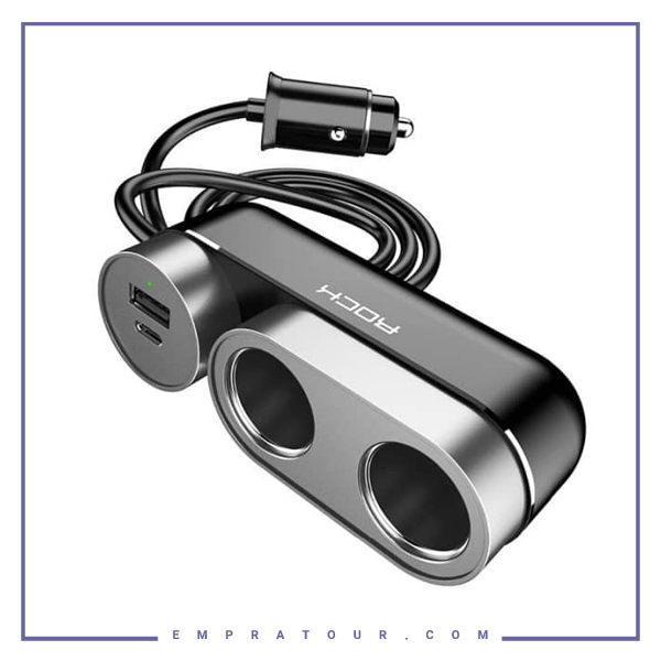 شارژر فندکی سریع دو پورت راک Rock 2in1 Car Cigarette Lighter Socket RCC-0137