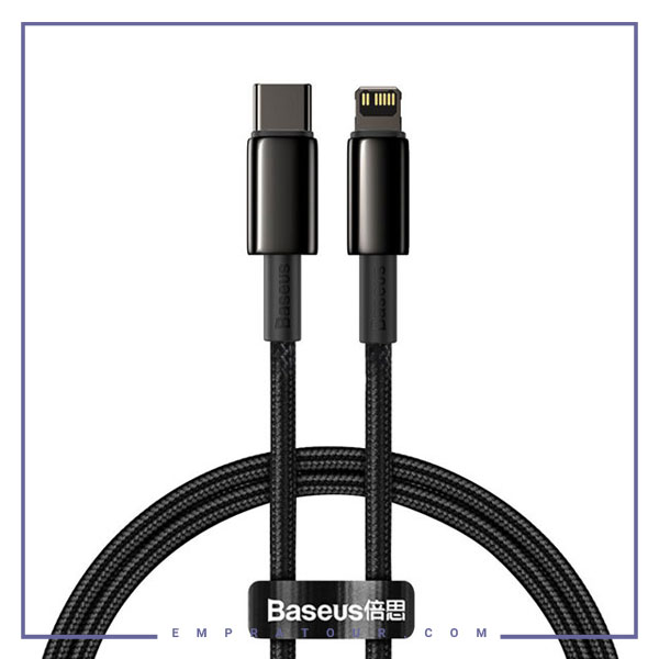 کابل شارژ سریع تایپ سی به لایتنینگ بیسوس 1 متر Baseus Tungsten Gold Type-C to iP 1m 20W CATLWJ-01