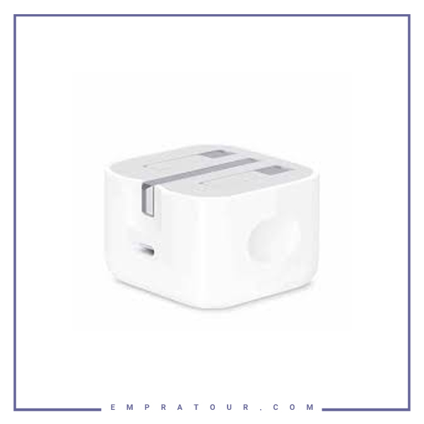 شارژر دیواری 20 وات اصلی اپل مدل Apple USB-C 20W Power Adapter A2344 سه پین