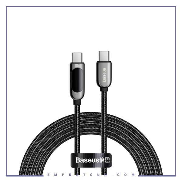کابل شارژ تایپ سی 100 وات بیسوس 2متر Baseus Display Fast Charging CATSK-C01