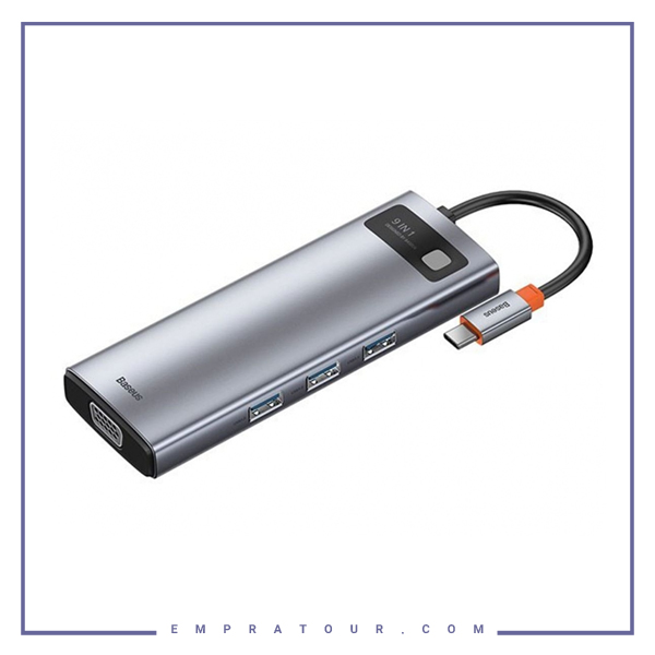 هاب 9 پورت باسئوس Baseus  9 in 1 Multifunctional Type-C HUB 100W CAHUB-CU0G