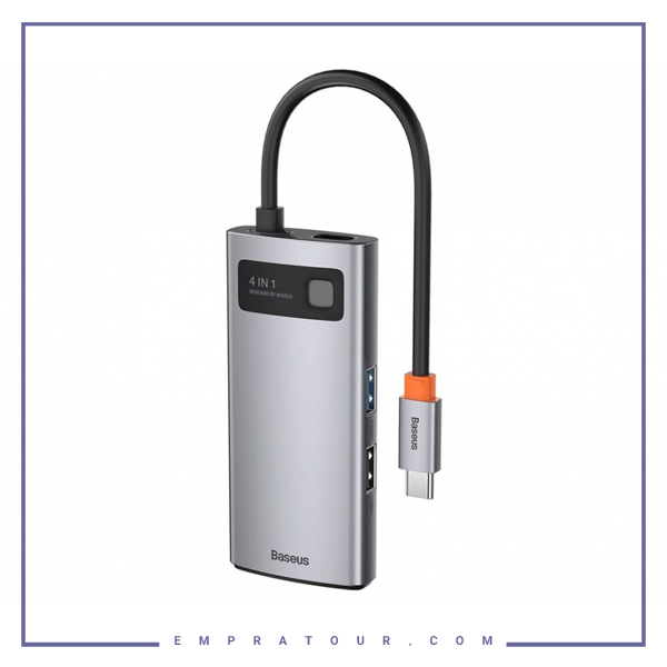 هاب 4 پورت بیسوس Baseus Metal Gleam 4 in 1 Multifunctional Type-C HUB CAHUB-CY0G توان 100 وات