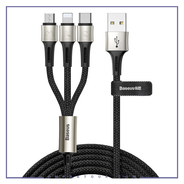 کابل سه سر بیسوس Baseus Caring 3 in 1 Cable CAMLT-GH01 1.2m