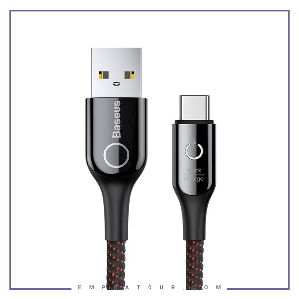 کابل Type C قطع کن دار بیسوس 1متر Baseus Auto Power-off C-Shaped Cable CATCD-01