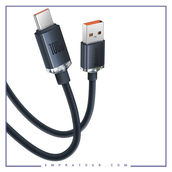 کابل شارژ USB به Type-c بیسوس 100 وات 2متر Baseus Crystal Shine CAJY000501
