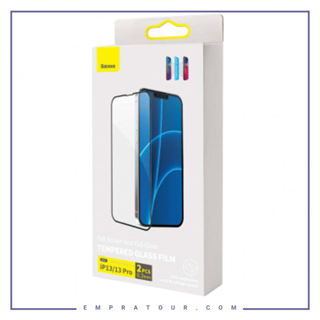 پک دوتایی گلس ضد نور آبی تمام صفحه بیسوس Baseus Anti-Bluelight Glass SGQP010401 Iphone 13/13 Pro