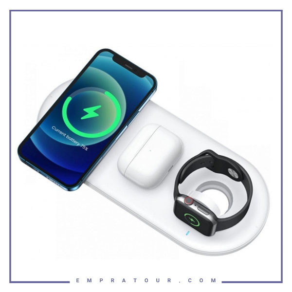 شارژر وایرلس 3 در 1 جویروم مدل Joyroom 3 in 1 Magnetic Charging Station & Watch Storage JR-A27