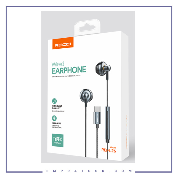 هندزفری تایپ سی Recci L26 Type c Stereo Sound Wired Earphone