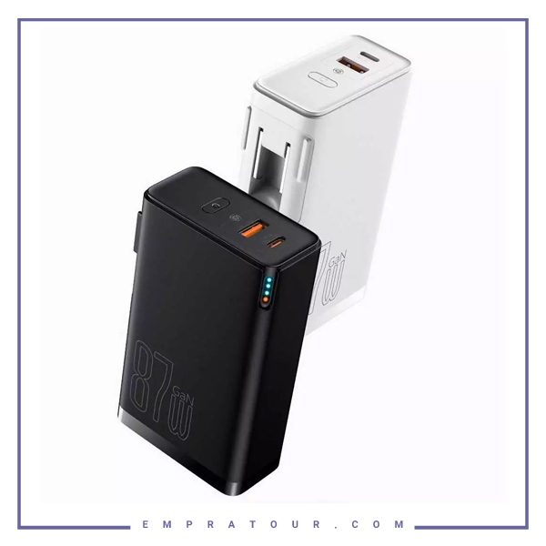 پاوربانک 10000 و شارژر دیواری بیسوس Baseus Power Station 4 PPHD010001 87W CN توان 87 وات با کابل