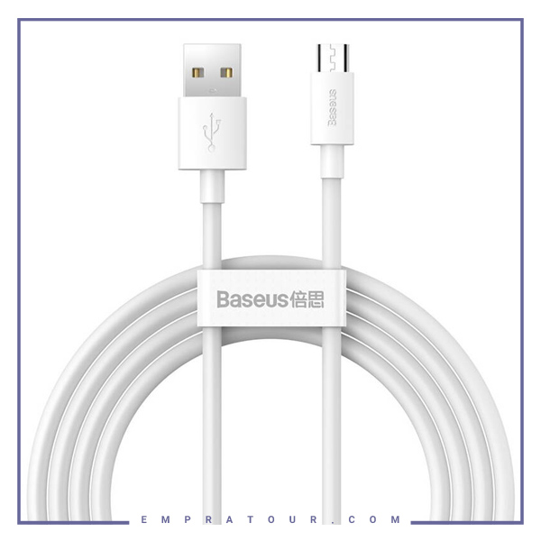 پک 2 عددی کابل میکرو یو اس بی بیسوس Baseus Simple Wisdom Data Cable Kit USB to Micro 2.1A (2PCS/Set) 1.5m TZCAMZJ-02