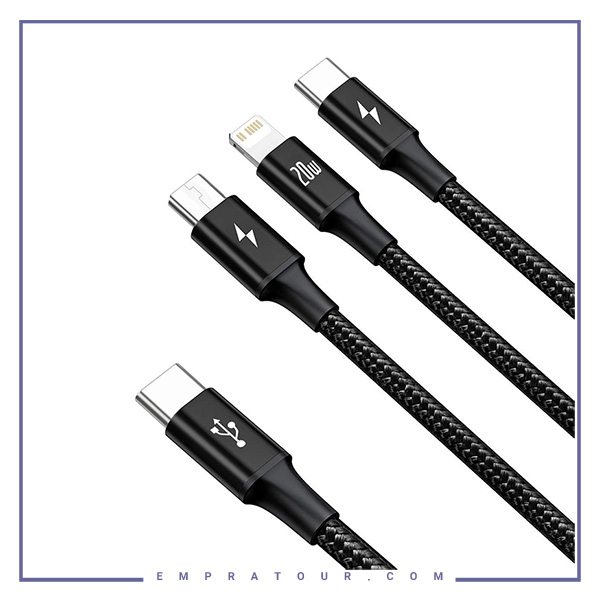 کابل فست شارژ سه سر بیسوس Baseus Rapid Series Type-C to M+L+C CAMLT-SC01