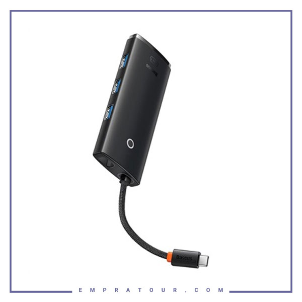هاب 4 پورت با طول 1 متر  Baseus Hub Lite Series 4-Port Type-C HUB Adapter wkqx030401 4X USB 3.0