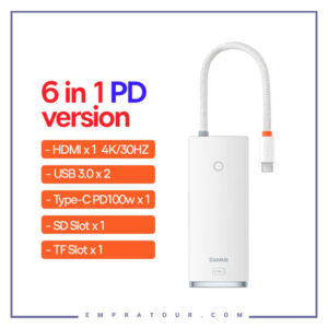 هاب 6 پورت بیسوس Bases Lite Series 6-Port Type-C HUB Docking Station WKQX050102