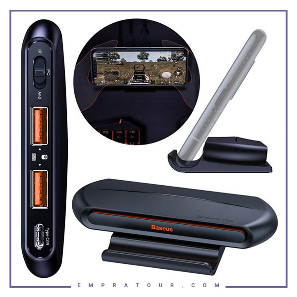 مبدل اتصال موس و کیبورد به موبایل Baseus Gamo Mobile Game Adapter 2x USB HUB GA01