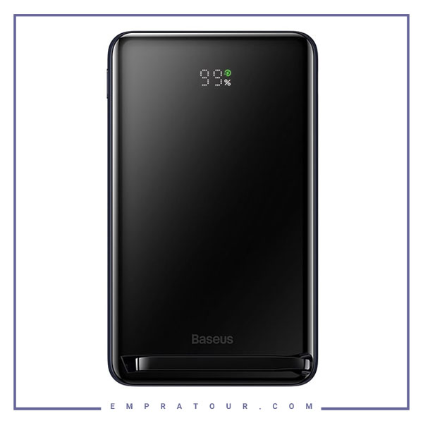 پاوربانک بیسیم مگنتی استنددار 10000 میلی‌آمپر بیسوس Baseus Wireless Fast Charge Power Bank 20W PPCX000003