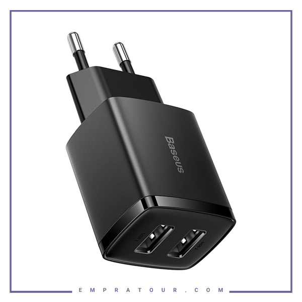 شارژر دیواری یواس‌بی 10.5 وات بیسوس Baseus Compact Charger 2U EU CCXJ010201