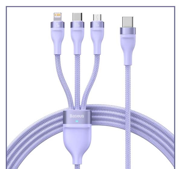 کابل شارژ فوق سریع سه سر بیسوس CASS03020