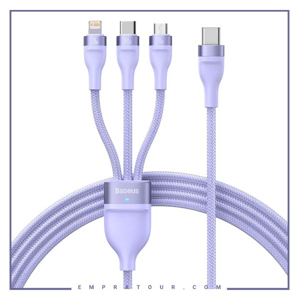 کابل شارژ فوق سریع سه سر 1.5 متری بیسوس Baseus Flash Series One-for-three Fast Charging Cable 100W 1.5m CASS03020