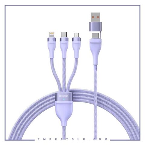 کابل شارژ سریع چند سر 1.2 متری بیسوس Baseus Flash Series Fast Charging Cable 100W CASS03010
