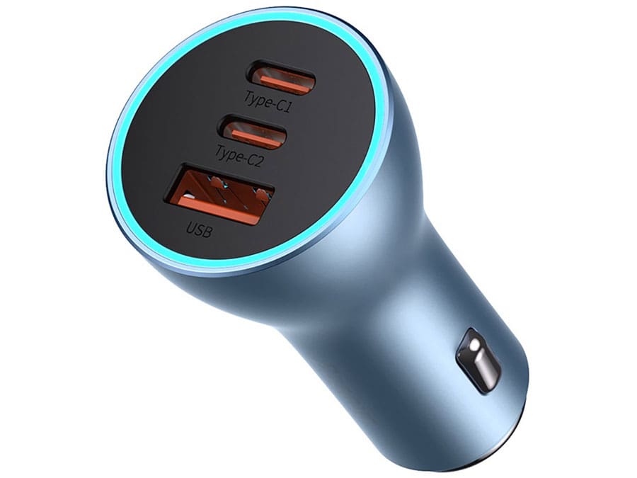 شارژر فندکی فست شارژ سه پورت بیسوس CGJP010003