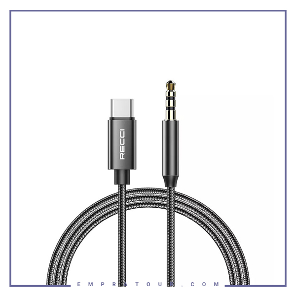 کابل انتقال صدای تایپ سی به آی یو ایکس یک متری رسی Recci RH03 Type C to 3.5mm Aux Audio Cable