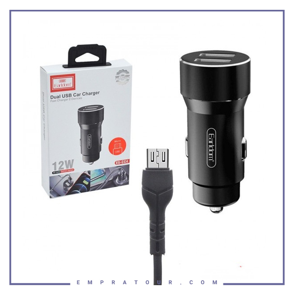 شارژر فندکی ارلدام به همراه کابل میکرو Earldom Dual USB Car Charger ES-CC4