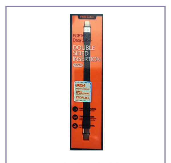 کابل شارژ و انتقال دیتا لایتنیـنگ به تایپ سی 0.15 متری رسی RTC-N13L