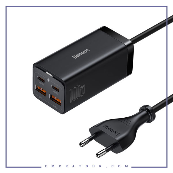 شارژر سوپر فست شارژ تایپ‎‌سی و یو‌اس‌بی 100 وات بیسوس Baseus GaN3 Pro Desktop CCGP000101