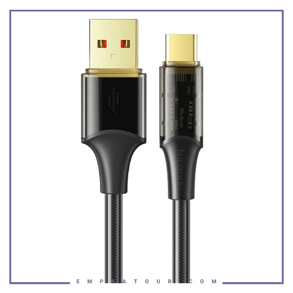 کابل شارژ تایپ سی سوپر فست شارژ 1.8 متری مک دودو Mcdodo Type-C 100W Super Charge Transparent CA-2092