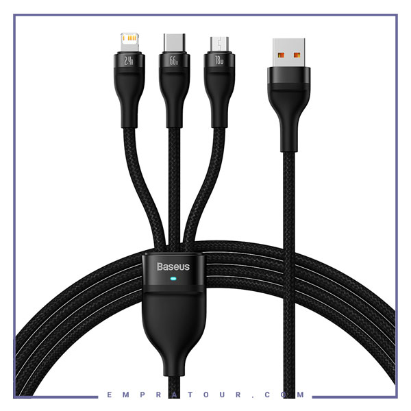 کابل سه سر 66 وات بیسوس Baseus 3in1 Fast Charging cass040001
