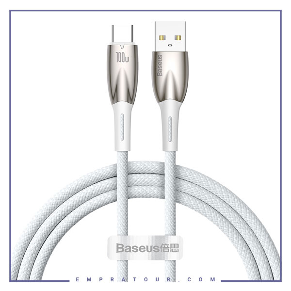 کابل شارژ تایپ سی 6 آمپر 100 واتی بیسوس Baseus Glimmer Type C Data Cable CADH000402