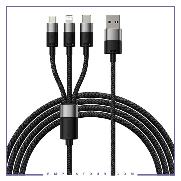 کابل شارژ سه سر 3.5 آمپری بیسوس Baseus 3in1 Fast Charging CAXS000001