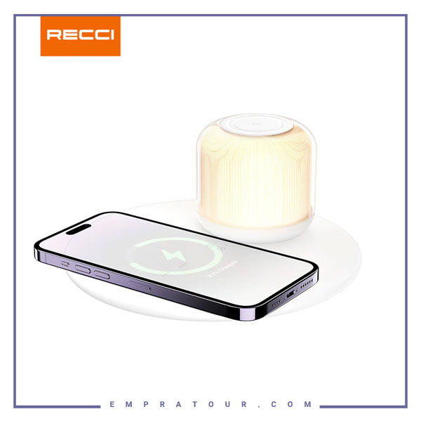 چراغ و شارژر وایرلس رومیزی 15 وات رسی Recci Shadow Wireless Charger RLS-L17