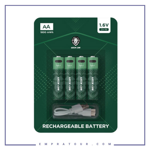 باتری شارژی گرین لاین Green Lion Rechargeable Battery AA ( 4pcs/pack ) 1800mWh / 1.6V