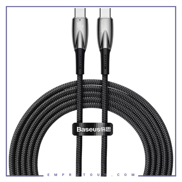 کابل دو سر تایپ سی 100 وات 2 متر بیسوس Baseus Glimmer Type-C To Type-C Fast Charging Data Cable CADH000802