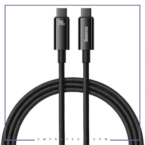 کابل دو سر تایپ سی 240 وات 3 متری بیسوس Baseus Tungsten Gold PD3.1 Fast Charging Data Cable CAWJ040201