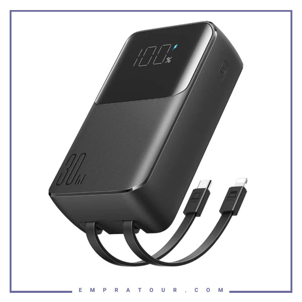 پاوربانک 30 وات دو پورت 20000 جویروم با کابل همراه JOYROOM Mini Power Bank With dual Cables JR-PBC07