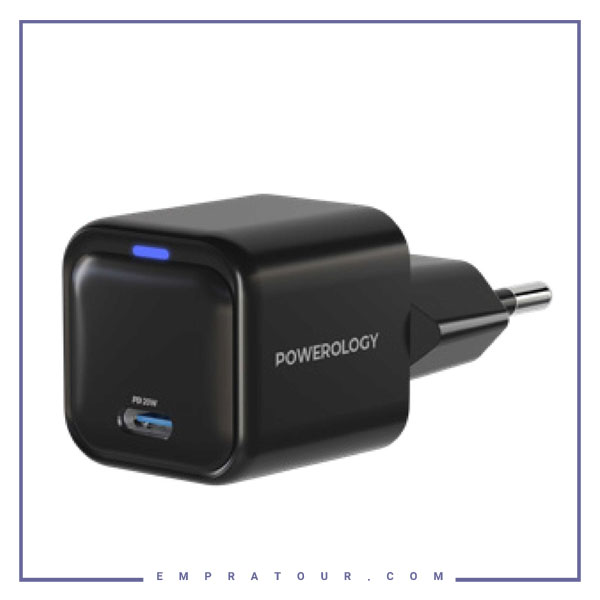 آداپتور شارژ 20 وات پاورولوژی Powerology Ultra-Compact GaN Charger PWCUQC015