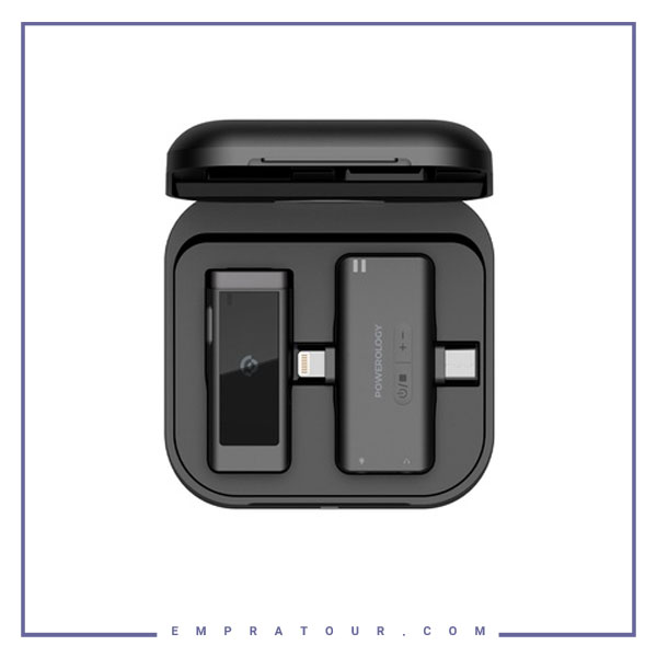 میکروفون بی سیم لایتنینگ و تایپ سی پاورولوژی Powerology Wireless Lavalier Microphone PWMICBK
