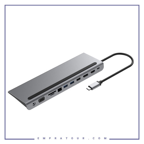 هاب تایپ سی 11 پورت پاورولوژی Powerology Multi-Display USB-C HUB And Laptop Stand P11CHBMCGY