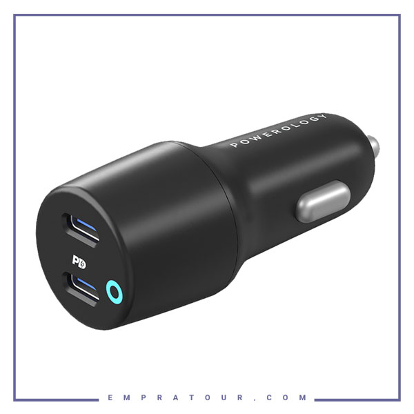 شارژر فندکی دو پورت 55 وات پاورولوژی Powerology Ultra-Quick Car Charger PCCSR006