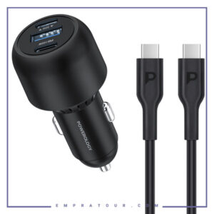 شارژر فندکی 130 وات با کابل همراه پاورولوژی Powerology Ultra-Quick Car Charger PCCSR007-C