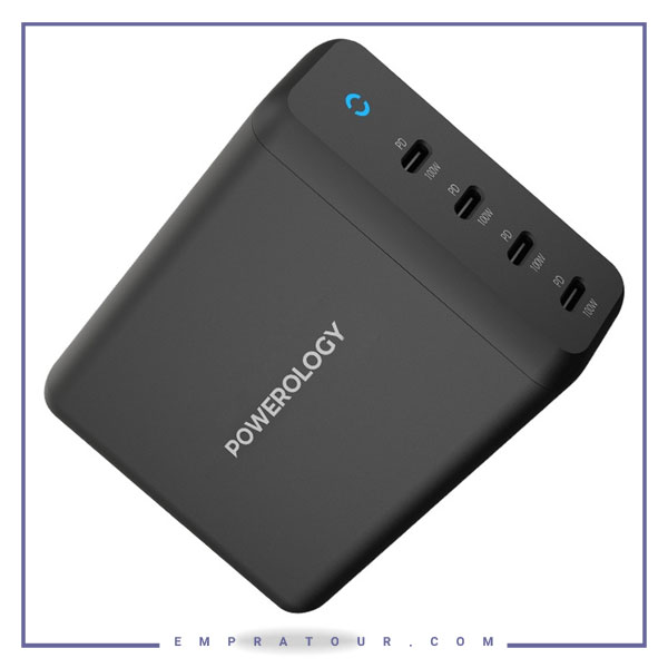 آداپتور شارژ 165 واتی 4 پورت پاورولوژی Powerology GaN Desktop Charger PWCUQC017