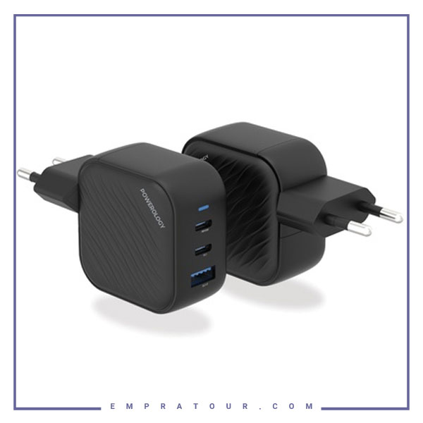 آداپتور شارژ سه پورت 65 وات پاورولوژی Powerology GaN Ultimate PD Charger PWCUQC019