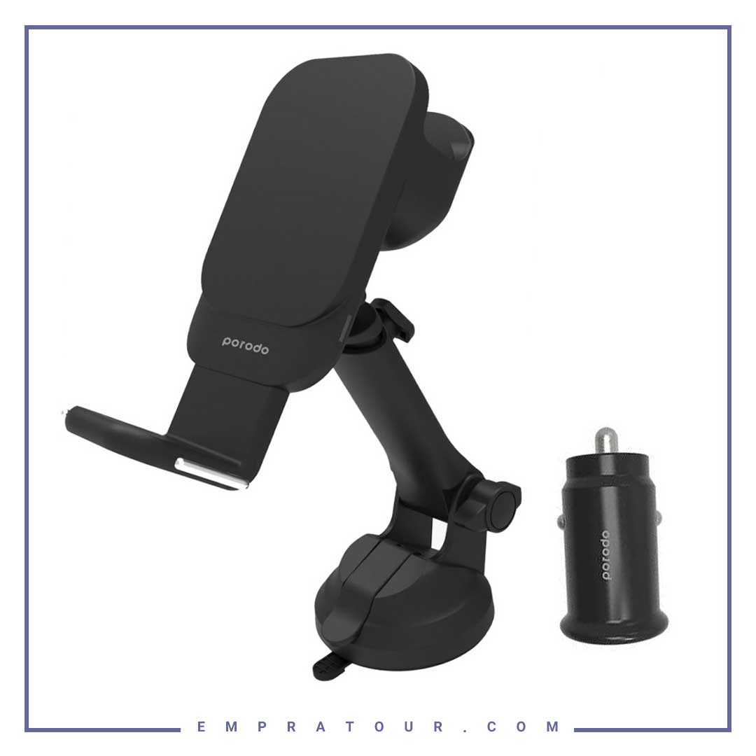 هولدر و شارژر وایرلس همراه با شارژر فندکی پرودو مدل PD-3IN1CMT