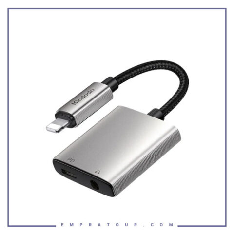 تبدیل لایتنینگ به جک 3.5 میلیمتری و لایتنینگ مک دودو Mcdodo 2in1 Lightning To DC3.5 & Lightning Audio Adapter CA-5540